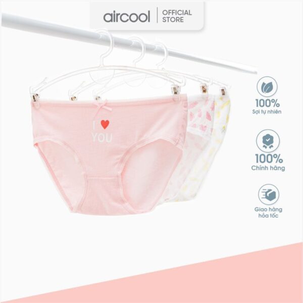 Quần lót bé gái AIRCOOL combo 3 chiếc tam giác bé gái chất cotton cao cấp mềm mát co dãn tốt-QLBG03