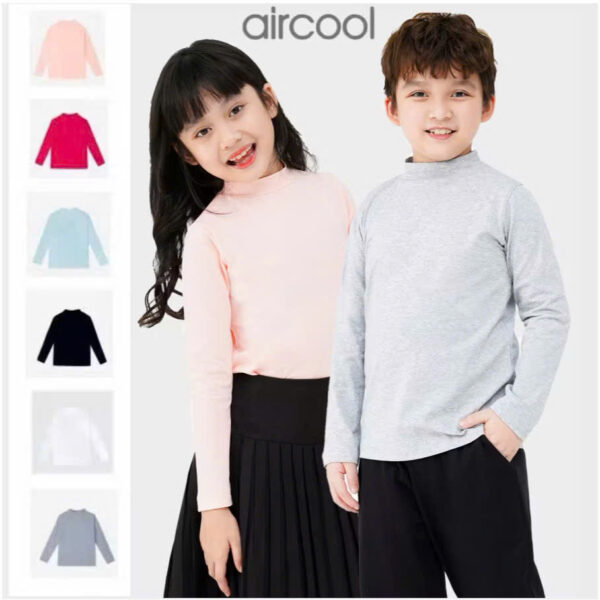 Áo giữ nhiệt cho bé trai bé gái cổ 3 phân Aircool sợi cotton cao cấp cho bé từ 2 đến 16 tuổi-ANBG21